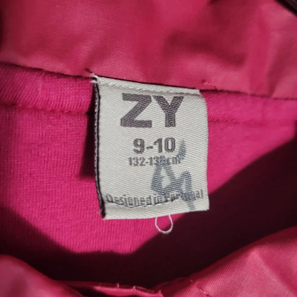 ZY Childrens Girls Red Double Breasted Trench Coat Jacket Youth Size 9-10
